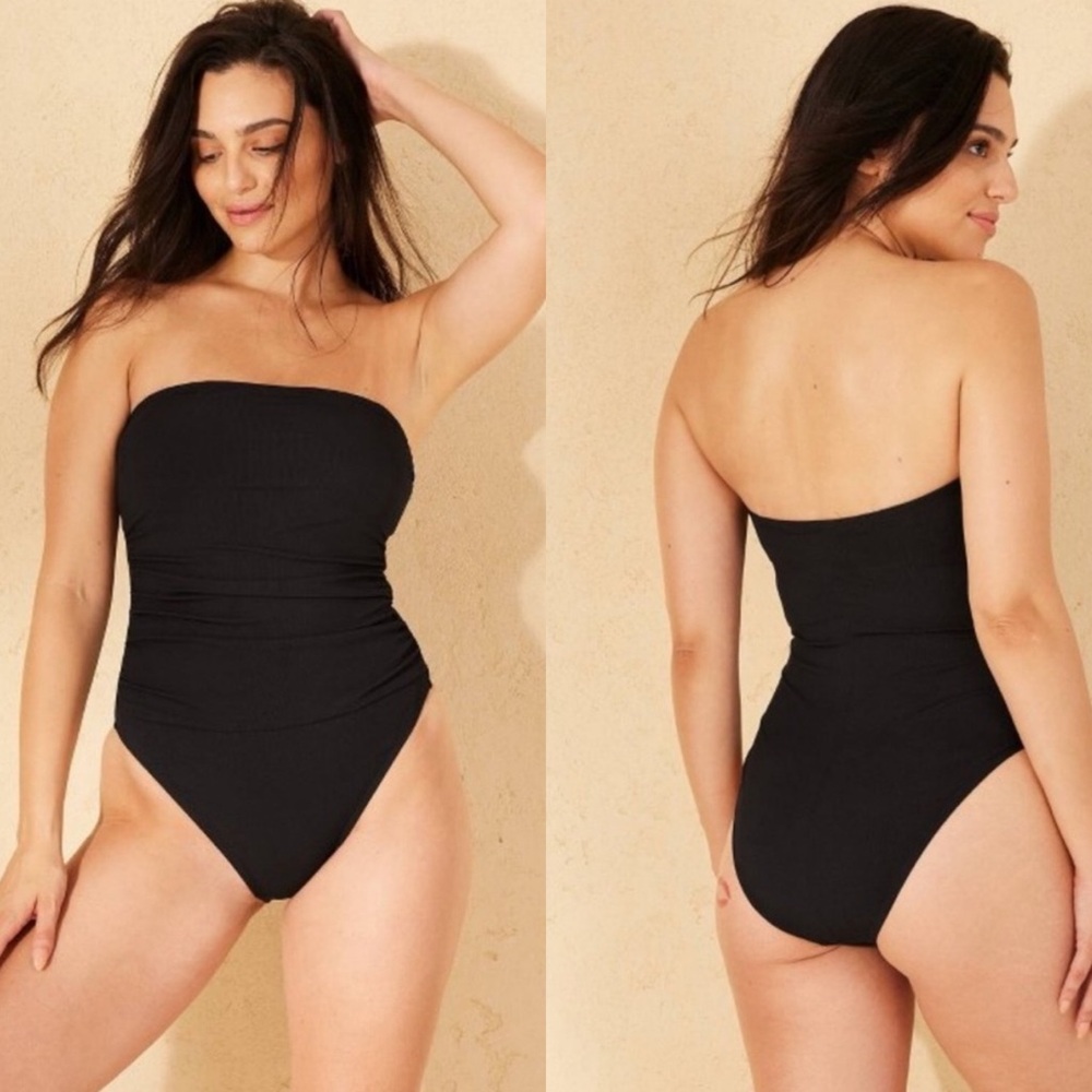 Black One-Piece Swimsuit NWT by Shade & Shore Strapless/Straps included